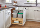 REV A SHELF : Wood Bottom Mount Pullout Waste Container with Storage w/ Soft-Close