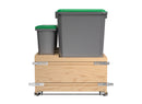 REV A SHELF : Wood Bottom Mount Pullout Waste Container with Storage w/ Soft-Close