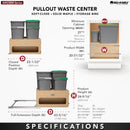 REV A SHELF : Wood Bottom Mount Pullout Waste Container with Storage w/ Soft-Close