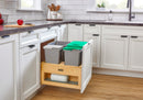 REV A SHELF : Wood Bottom Mount Pullout Waste Container with Storage w/ Soft-Close and Servo Drive