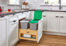 REV A SHELF : Wood Bottom Mount Pullout Waste Container with Storage w/ Soft-Close and Servo Drive