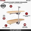 REV A SHELF : Two-Tier Wood Classic Girasolo for Left Opening/Blind Right Corner Cabinet - 12" Opening