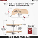 REV A SHELF : Two-Tier Wood Classic Girasolo for Left Opening/Blind Right Corner Cabinet - 12" Opening