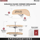 REV A SHELF : Two-Tier Wood Classic Girasolo for Right Opening/Blind Left Corner Cabinet - 12" Opening