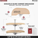 REV A SHELF : Two-Tier Wood Classic Girasolo for Left Opening/Blind Right Corner Cabinet - 15" Opening