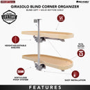 REV A SHELF : Two-Tier Wood Classic Girasolo for Right Opening/Blind Left Corner Cabinet - 18" Opening