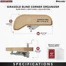 REV A SHELF : Maple Single-Tier Girasolo w/ Soft-Close for 12” Left Door/Blind Right Corner Cabinets