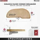REV A SHELF : Maple Single-Tier Girasolo w/Soft-Close for 18” Right Door/Blind Left Corner Cabinets