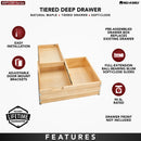 REV A SHELF : Wood Base Cabinet Two-Tier Replacement Deep Drawer System w/ Soft-Close