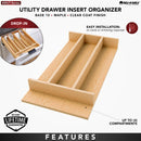REV A SHELF : 10-1/4" x 19-1/2" Natural Maple Right Size Utensil Drawer Insert