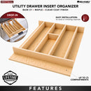 REV A SHELF : 16-1/4" x 19-1/2" Natural Maple Right Size Utensil Drawer Insert