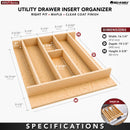 REV A SHELF : 16-1/4" x 19-1/2" Natural Maple Right Size Utensil Drawer Insert