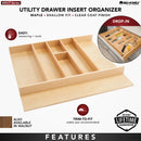 REV A SHELF : Wood Trim-to-Fit Shallow Utensil Drawer Insert Organizer