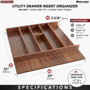 REV A SHELF : Walnut Trim-to-Fit Shallow Utensil Drawer Insert Organizer