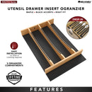 REV A SHELF : Craftsman Collection 13-1/4" X 19-1/2" Solid Maple Utensil Drawer Insert w/ Black Accents