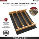 REV A SHELF : Craftsman Collection 16-1/4" X 19-1/2” Solid Maple Utensil Drawer Insert w/ Black Accents