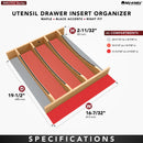 REV A SHELF : Craftsman Collection 16-1/4" X 19-1/2” Solid Maple Utensil Drawer Insert w/ Black Accents