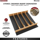 REV A SHELF : Craftsman Collection 19-1/4" X 19-1/2" Solid Maple Utensil Drawer Insert w/ Black Accents