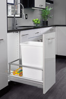 REV A SHELF : Aluminum Pullout Waste Container for Full-Height Cabinet with Soft Open/Close