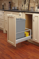 REV A SHELF : Aluminum Pullout Waste Container for Full-Height Cabinet with Soft Open/Close