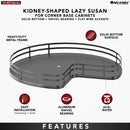 REV A SHELF : 28" Orion Gray Solid Bottom Kidney-Shaped Lazy Susan for Corner Base Cabinet w/ Swivel Bearing