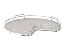 REV A SHELF : 28" Gray Solid Bottom Kidney-Shaped Lazy Susan for Corner Base Cabinet w/ Swivel Bearing