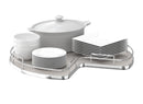 REV A SHELF : 28" Gray Solid Bottom Kidney-Shaped Lazy Susan for Corner Base Cabinet w/ Swivel Bearing