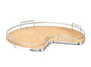 REV A SHELF : 28" Maple Solid Bottom Kidney-Shaped Lazy Susan for Corner Base Cabinet w/ Swivel Bearing
