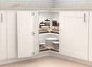 REV A SHELF : 28" Maple Solid Bottom Kidney-Shaped Lazy Susan for Corner Base Cabinet w/ Swivel Bearing