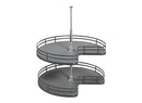 REV A SHELF : 28" Orion Gray Solid Bottom 2-Shelf Kidney-Shaped Lazy Susan for Corner Base Cabinet