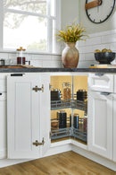 REV A SHELF : 28" Orion Gray Solid Bottom 2-Shelf Kidney-Shaped Lazy Susan for Corner Base Cabinet