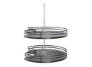 REV A SHELF : 28" Orion Gray Solid Bottom 2-Shelf Kidney-Shaped Lazy Susan for Corner Base Cabinet