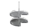 REV A SHELF : 28" Gray Solid Bottom 2-Shelf Kidney-Shaped Lazy Susan for Corner Base Cabinet
