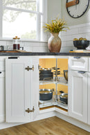 REV A SHELF : 28" Gray Solid Bottom 2-Shelf Kidney-Shaped Lazy Susan for Corner Base Cabinet