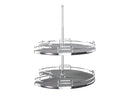 REV A SHELF : 28" Gray Solid Bottom 2-Shelf Kidney-Shaped Lazy Susan for Corner Base Cabinet