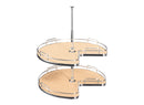 REV A SHELF : 28" Maple Solid Bottom 2-Shelf Kidney-Shaped Lazy Susan for Corner Base Cabinet