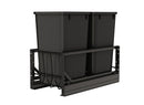 REV A SHELF : Aluminum Double Black 27 Qt. Pullout Waste Container w/ Soft-Close for 15" Base Cabinets