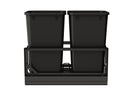 REV A SHELF : Aluminum Double Black 27 Qt. Pullout Waste Container w/ Soft-Close for 15" Base Cabinets