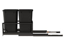 REV A SHELF : Aluminum Double Black 27 Qt. Pullout Waste Container w/ Soft-Close for 15" Base Cabinets
