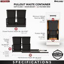 REV A SHELF : Aluminum Double Black 27 Qt. Pullout Waste Container w/ Soft-Close for 15" Base Cabinets