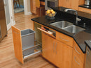REV A SHELF : Aluminum Pullout Waste Container for Full-Height Cabinets w/ Soft-Close
