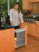 REV A SHELF : Aluminum Pullout Waste Container for Full-Height Cabinets w/ Soft-Close