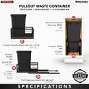REV A SHELF : Aluminum Single Black 50 Qt. Pullout Waste Container w/ Soft-Close for 15" Base Cabinets