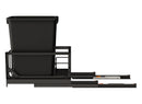 REV A SHELF : Aluminum Single Black 35 Qt. Pullout Waste Container w/ Soft-Close for 15" Reduced Depth Base Cabinets