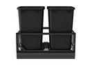 REV A SHELF : Aluminum Double Black 35 Qt. Pullout Waste Container w/ Soft-Close for 18" Base Cabinets