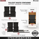 REV A SHELF : Aluminum Double Black 35 Qt. Pullout Waste Container w/ Soft-Close for 18" Base Cabinets