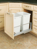 REV A SHELF : Aluminum  Pullout Double Waste Container w/ Soft-Close
