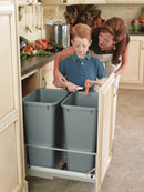 REV A SHELF : Aluminum  Pullout Double Waste Container for Full-Height Cabinets w/ Soft-Close