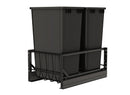 REV A SHELF : Aluminum Double Black 50 Qt. Pullout Waste Container w/ Soft-Close for 21" Base Cabinets