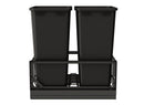 REV A SHELF : Aluminum Double Black 50 Qt. Pullout Waste Container w/ Soft-Close for 21" Base Cabinets